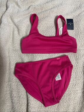 Abercrombie kids Average Ribbed Hot Pink Two-Piece Bikini Set 9/10